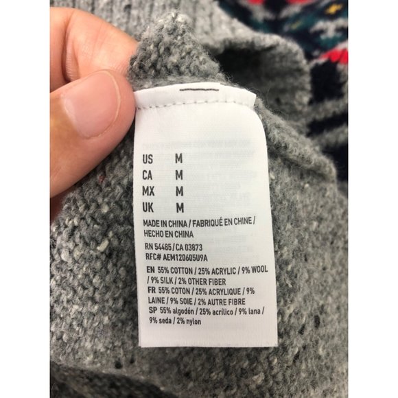 American Eagle Men's Hooded Gray Sweater size medium - Picture 6 of 6